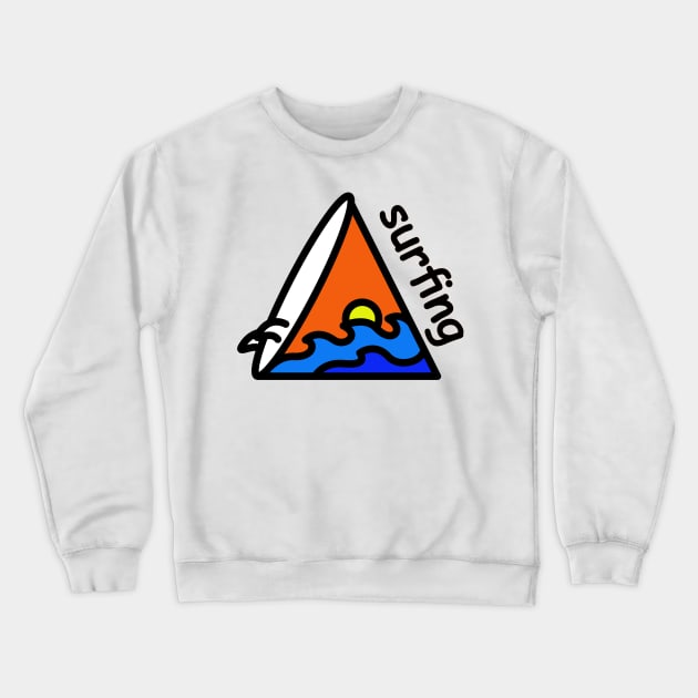 Surfing Wave Crewneck Sweatshirt by polkamdesign